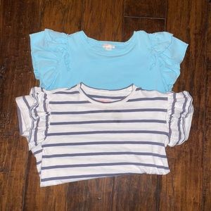 Girls, crew cuts, ruffle sleeve T-shirts